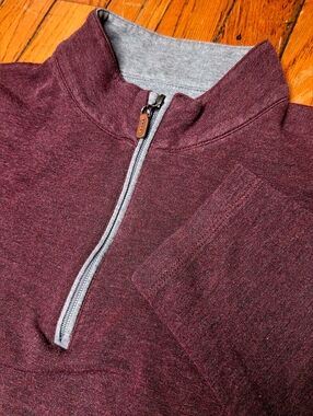 Mizzen + Main Mens Size XL Red Maroon Quarter Zip Pullover Jacket A4